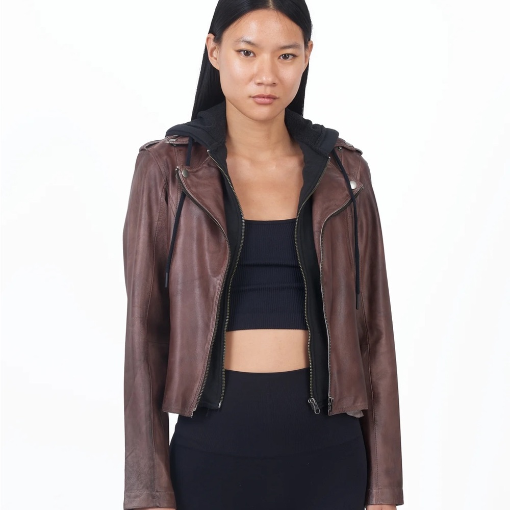 JKT NYC MOLLY PATINA MOTO LEATHER JACKET L